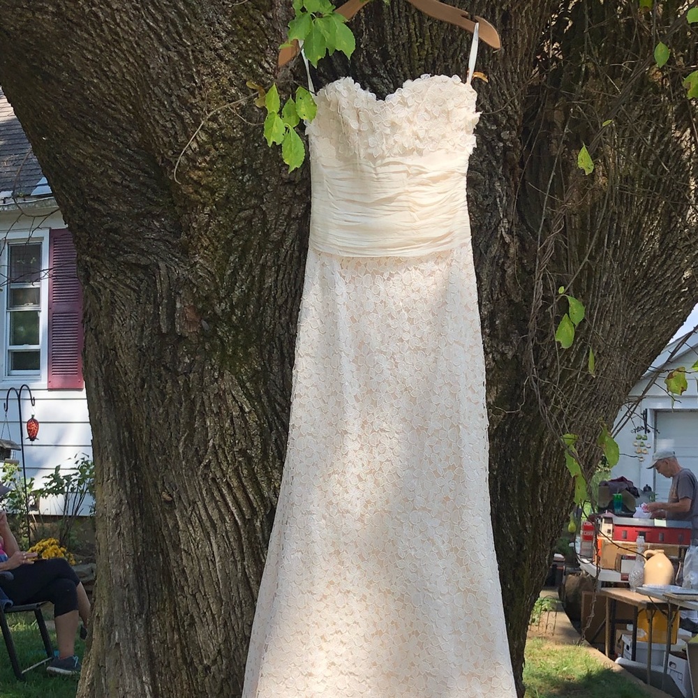 NWT. Lace, sleeveless, gown.